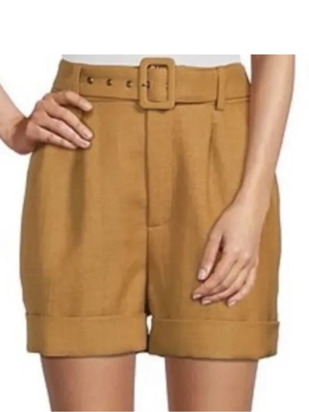 Ted Baker Brown polyamide-blend Dobby woven high-rise belted shorts